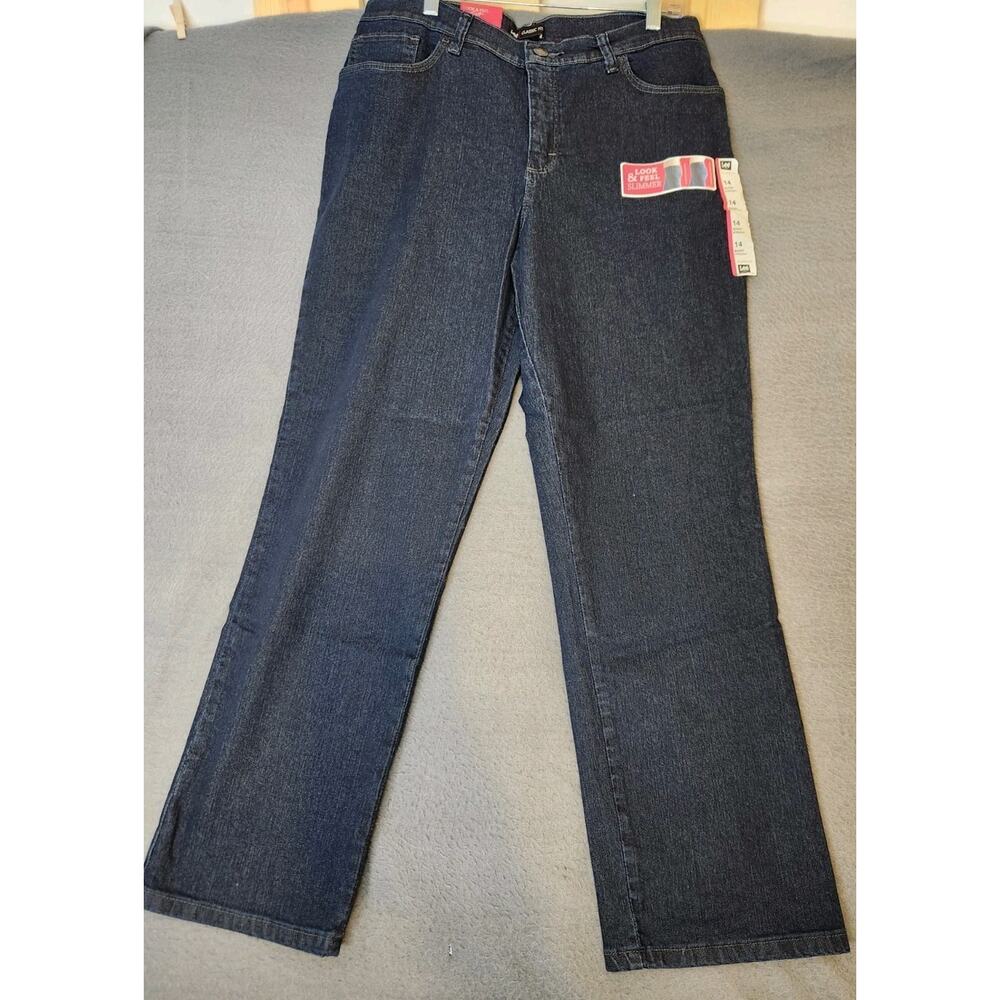 NWT Lee Pants Womens 14S Classic Fit Dark Straight Leg Stretch Slimming 34x28